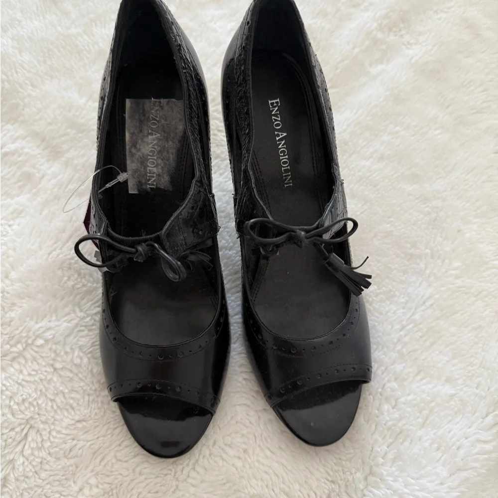 Enzo Angiolini Black Lace-Up Heels